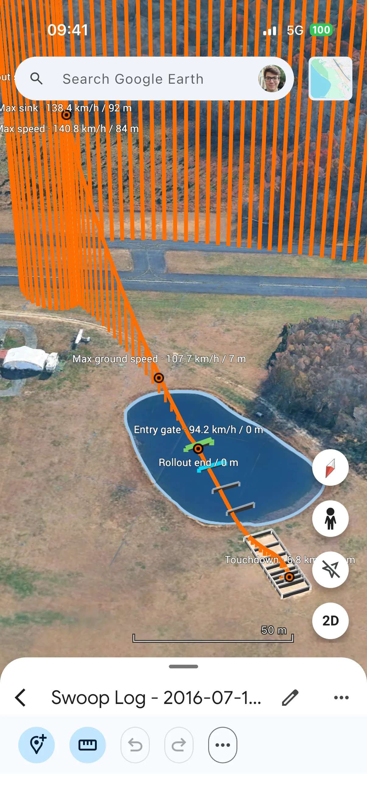 Swoop swoop drawn in Google Earth